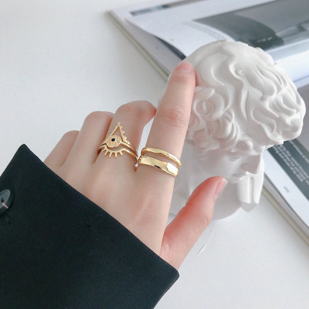 Double Band Silver and Gold Rings